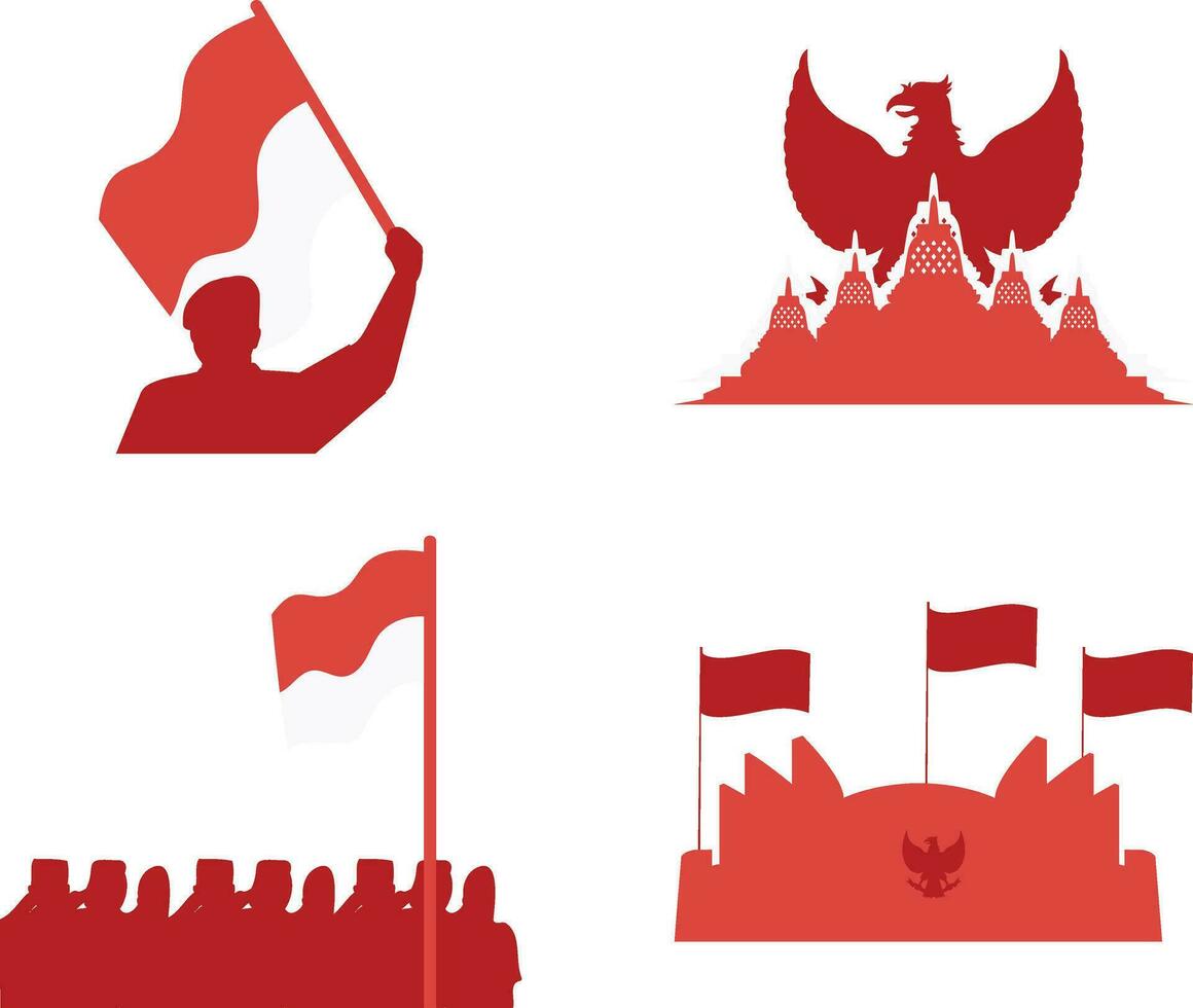 indonesisch Unabhängigkeit Tag Symbol zum Vorlage Hintergrund. Vektor Illustration Satz.