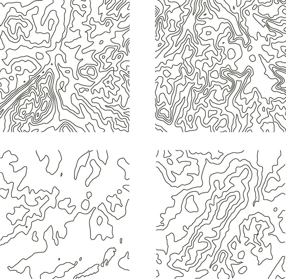 topografi mönster fyrkant för Karta kontur bakgrund. vektor illustration uppsättning.