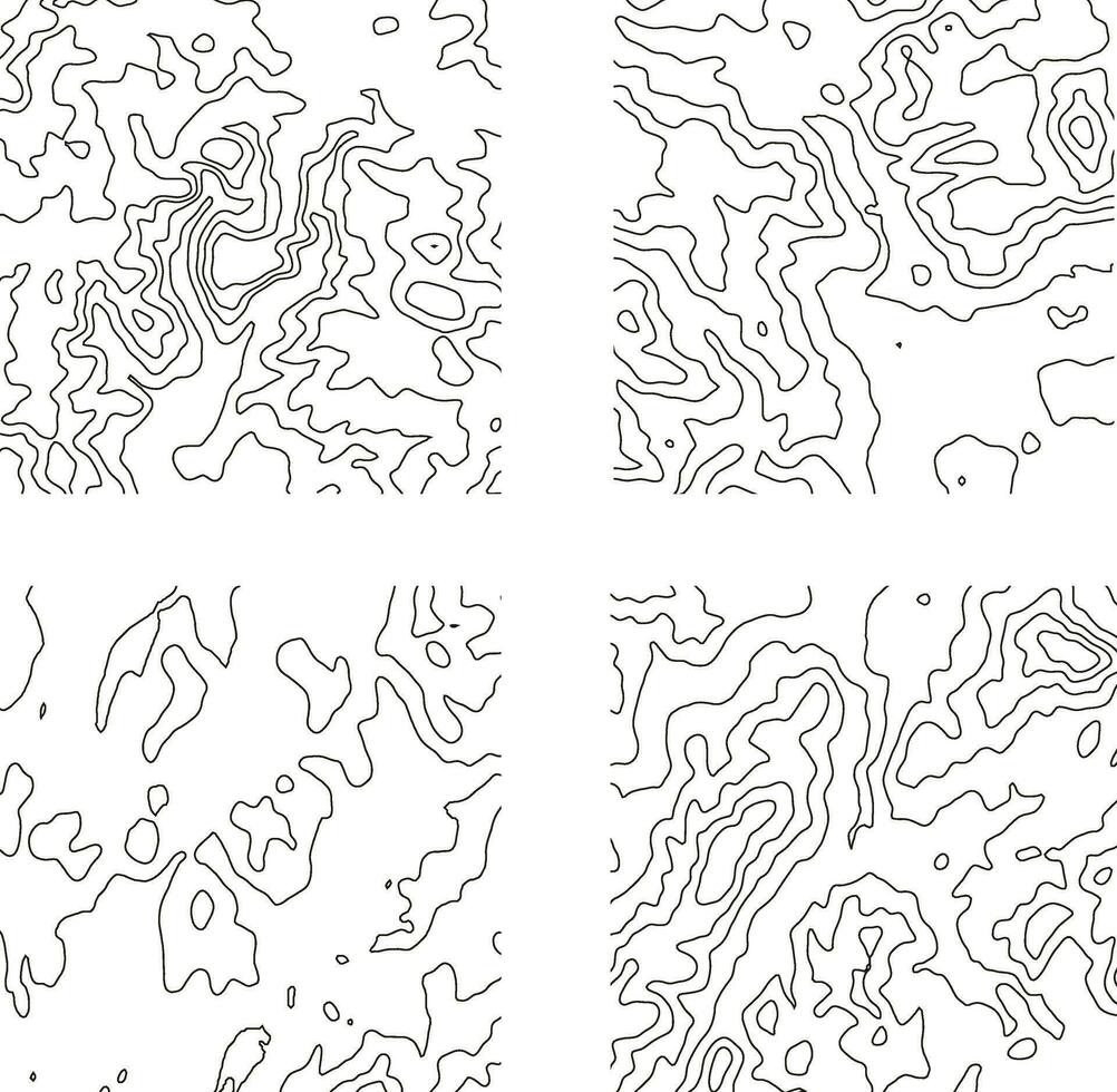 topografi mönster fyrkant för Karta kontur bakgrund. vektor illustration uppsättning.