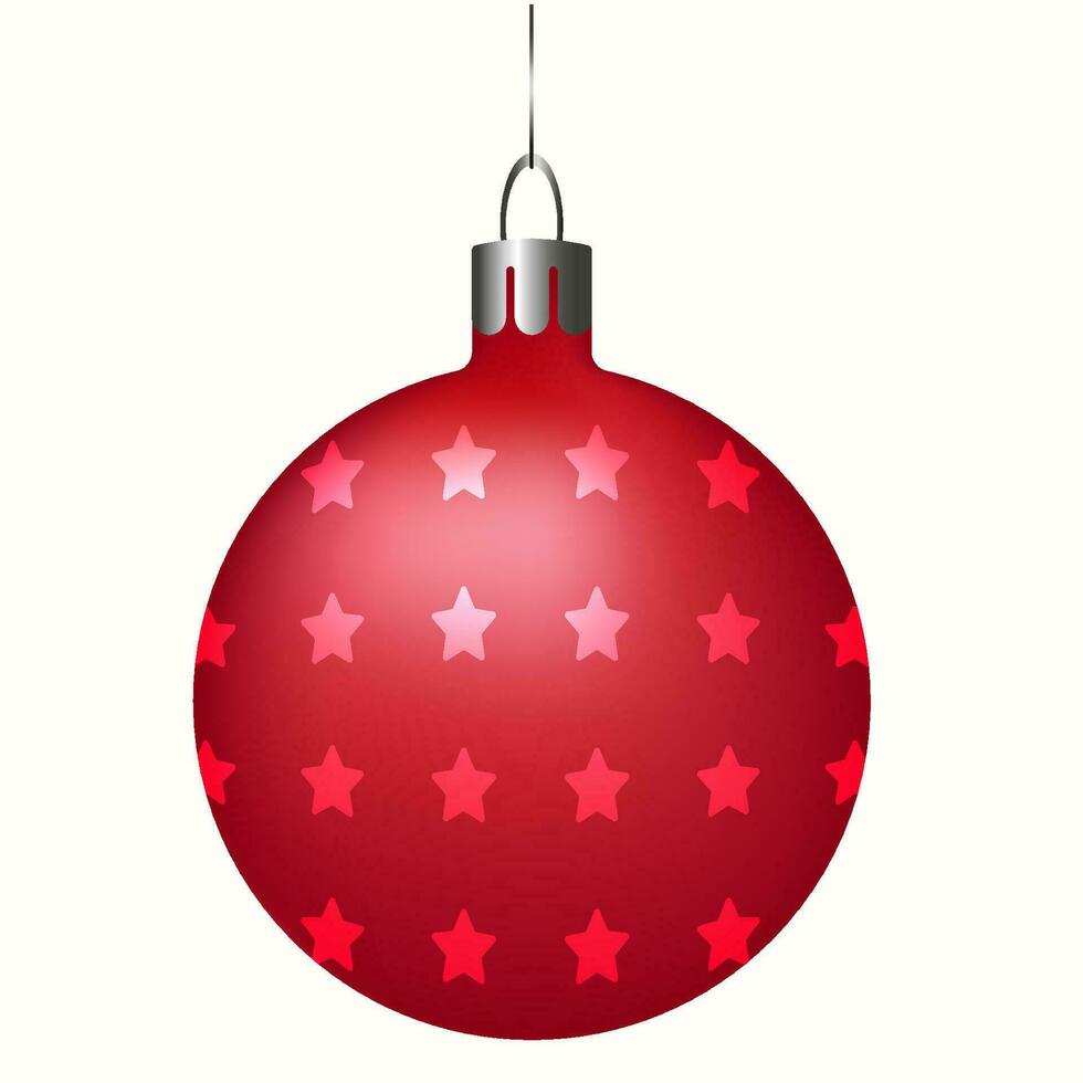 festlig ljus röd boll med stjärnor för jul träd dekoration. vektor. vektor