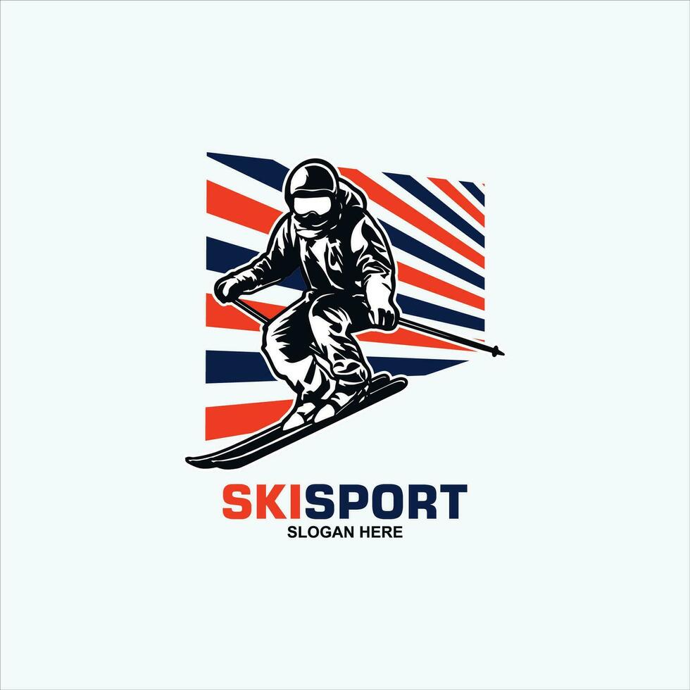 Berg Skifahren Logo Design Vorlage vektor