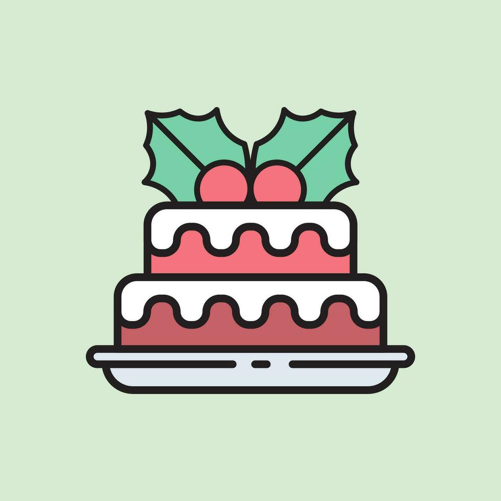 Weihnachten Kuchen Symbol mit geradlinig Farbe Stil vektor