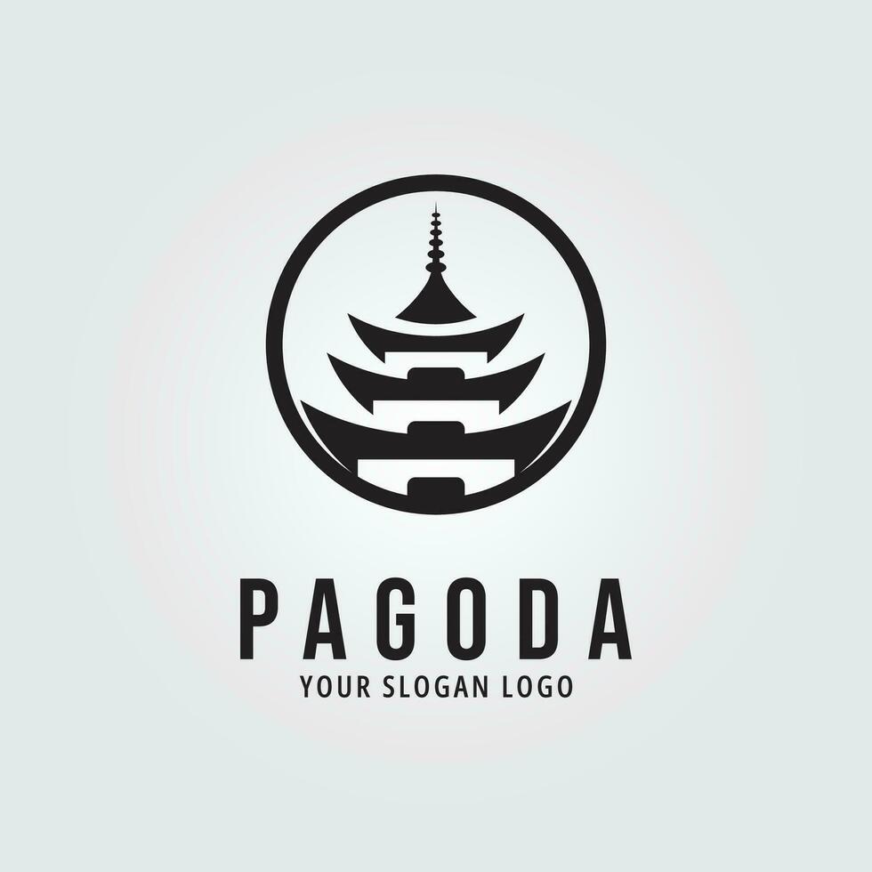 pagod tempel med sunburst logotyp vektor symbol illustration design, minimalistisk pagod tempel