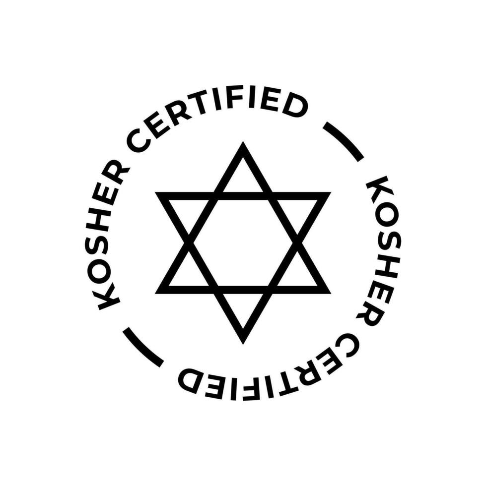 koscher auktoriserad symbol. internationell symbol av koscher mat. förpackning begrepp. vektor