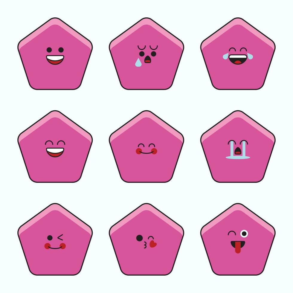 Emoticon Pentagon Symbol Satz. vektor