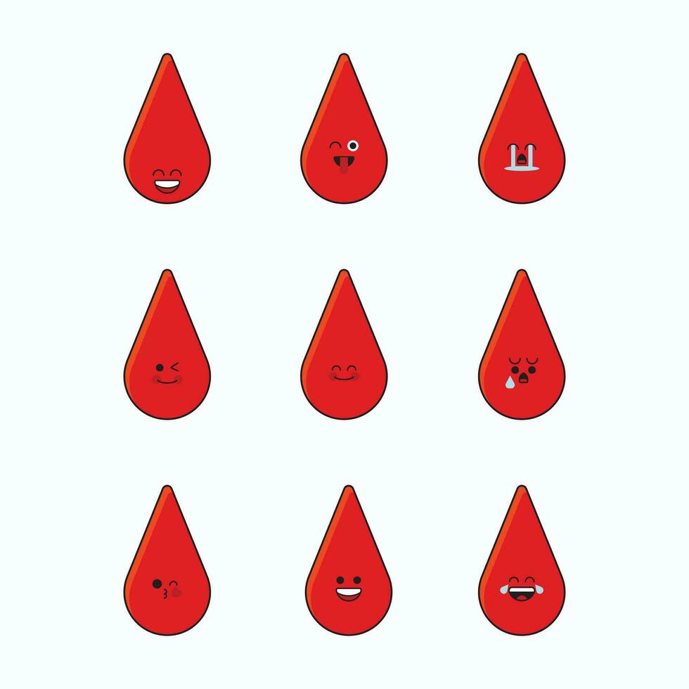 röd blod spannmål uttryckssymbol ikon uppsättning. vektor