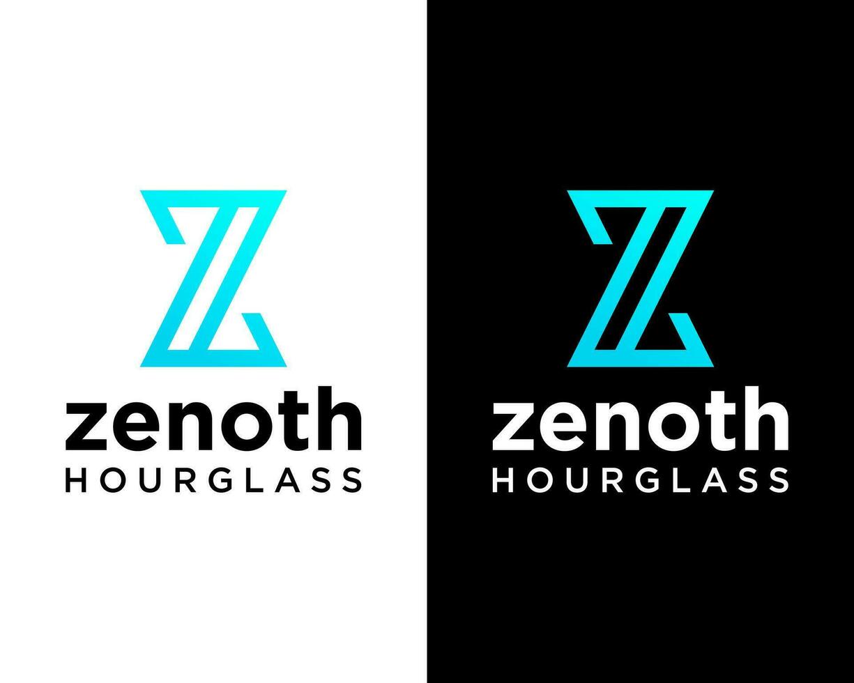 Brief z Monogramm Sanduhr Logo Design. vektor