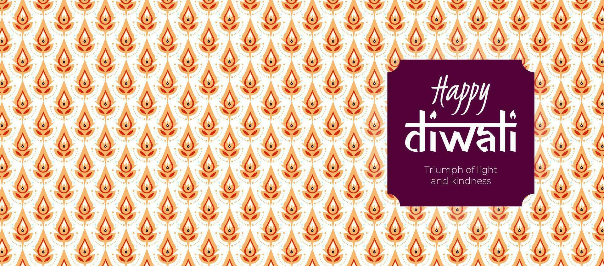 indisk Semester Lycklig diwali horisontell baner. deepavali Indien festival av lampor skriva ut. hindu traditionell firande bakgrund med diya olja lampor mönster. kreativ konst modern vektor eps design