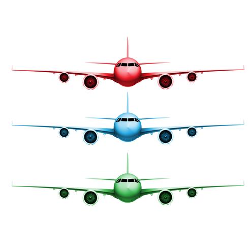 Tre olika färgade realistiska vektorplan vektor