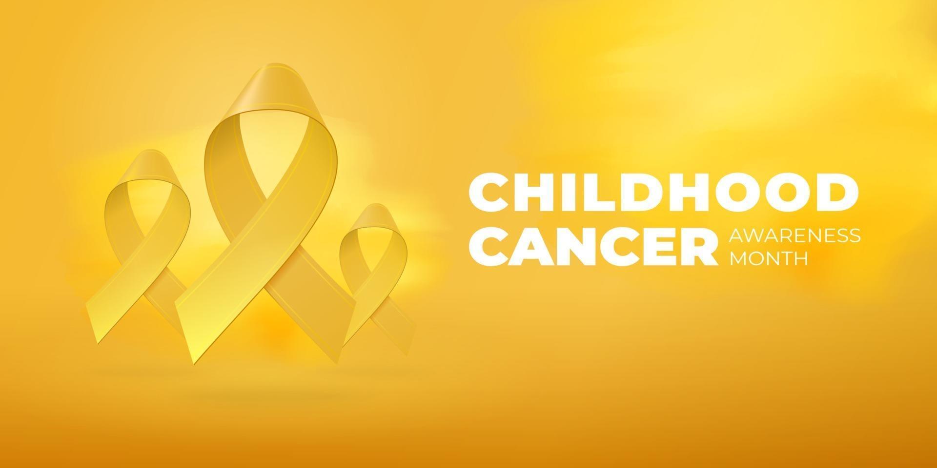 realistische gelbe Bänder. Banner für den Monat des Bewusstseins für Krebs im Kindesalter. vektor