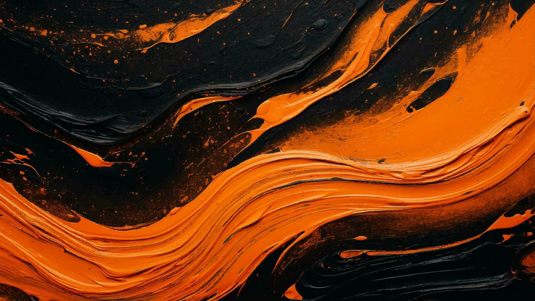 abstrakt Orange schwarz Marmor Textur Hintergrund. Tiger Kunst Tinte Flüssigkeit Muster vektor
