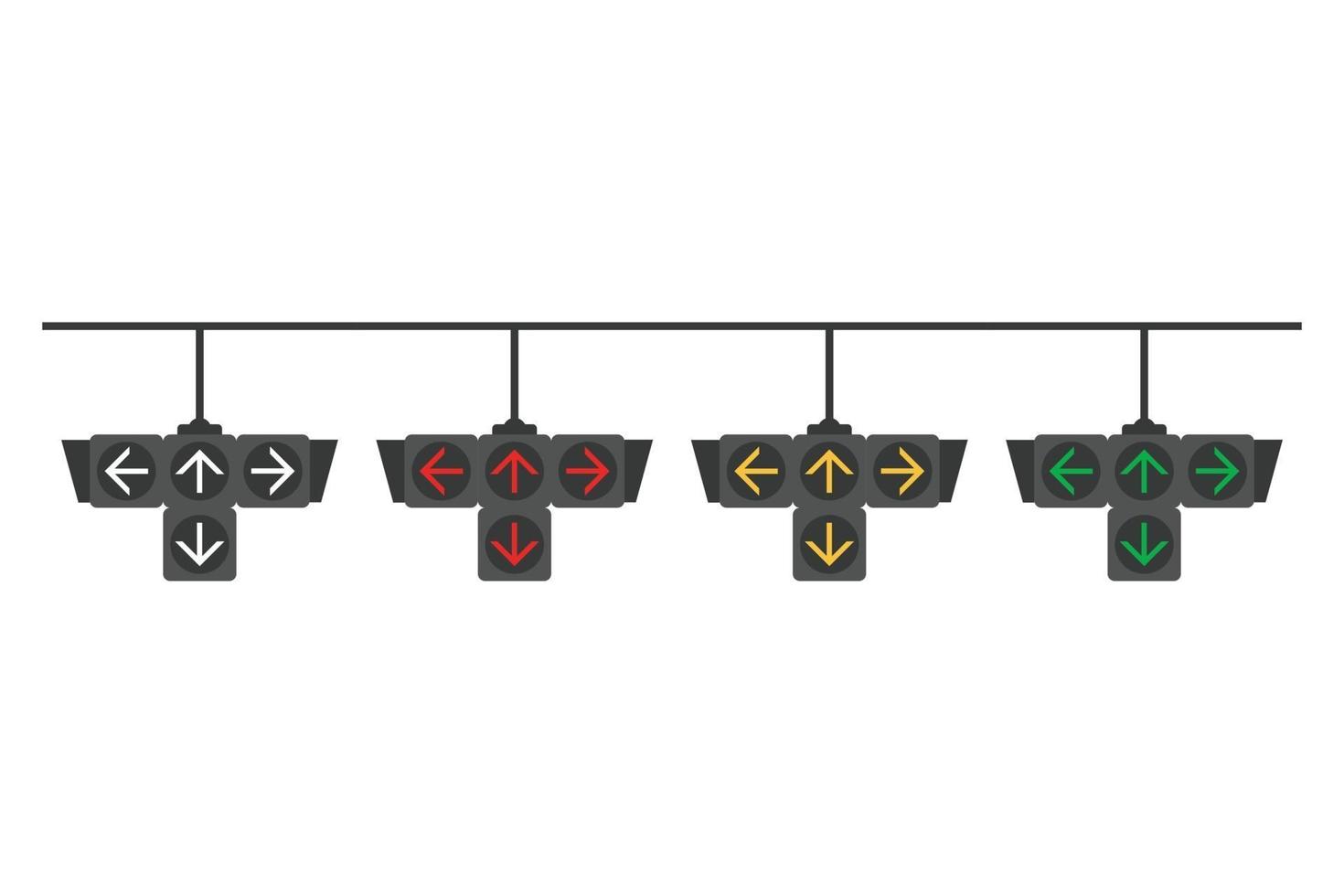 flache Designikone des Ampelsignals mit Rot, Gelb und Grün. vektor