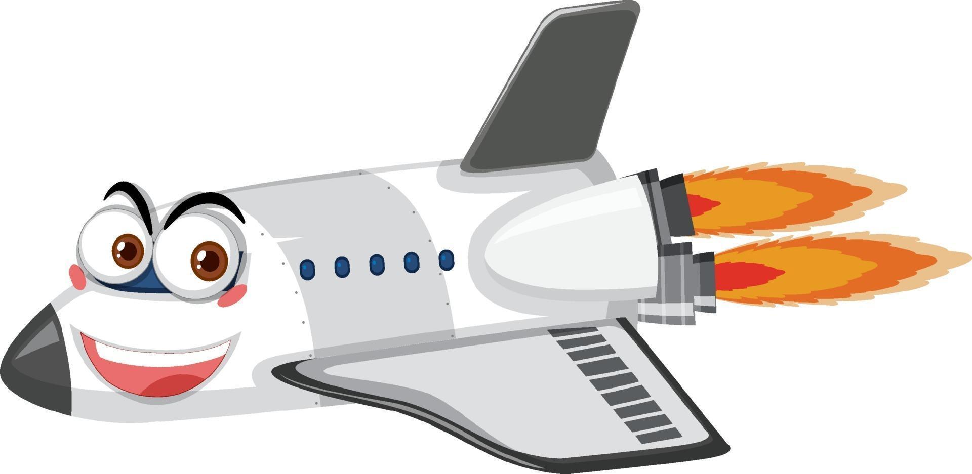 Flugzeugkarikaturfigur mit Gesichtsausdruck auf weißem Hintergrund vektor