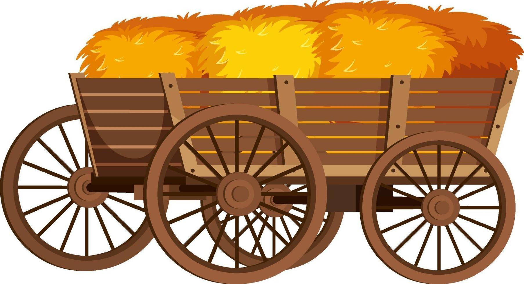 medeltida trävagn med höstackar vektor