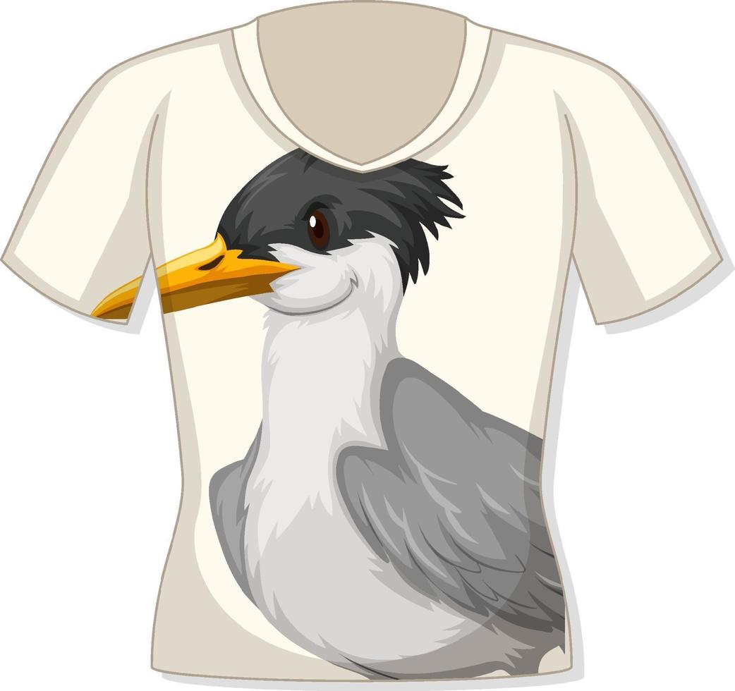 Vorderseite des T-Shirts mit Vogelmuster vektor
