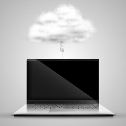 Das Notebook verbindet sich mit der Cloud vektor