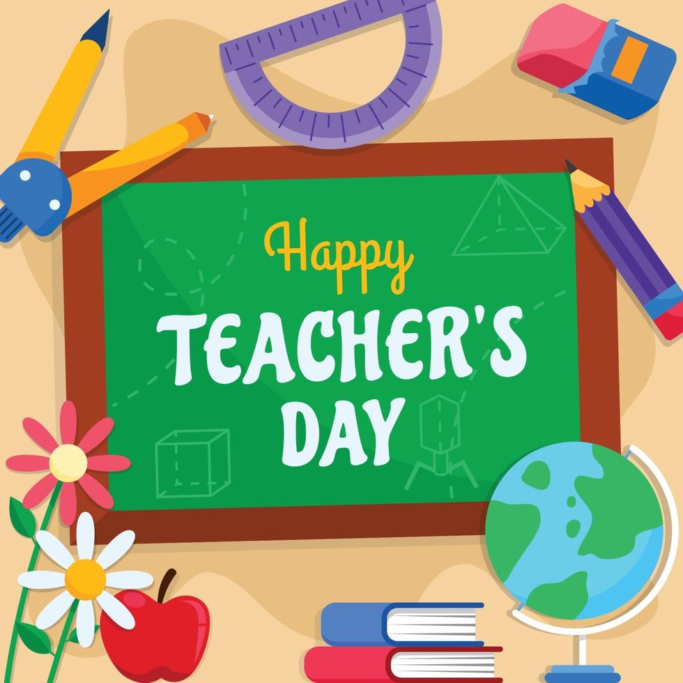 Happy Teacher's Day an der Tafel geschrieben vektor