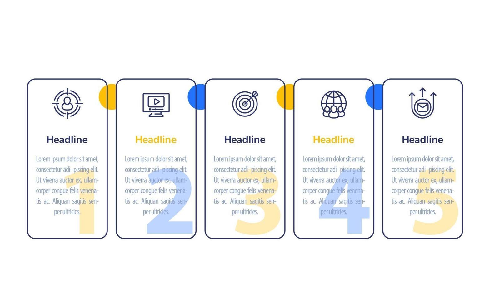 Infografiken für digitales Marketing mit Liniensymbolen, Vektordesign vektor