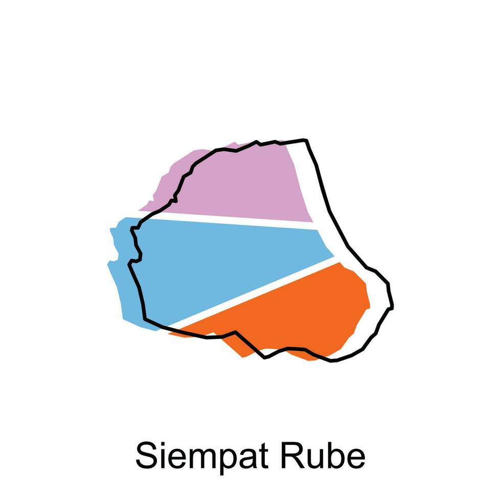 Karta stad av siempat rube. vektor Karta av norr sumatra provins huvudstad Land färgrik design, illustration design mall på vit bakgrund