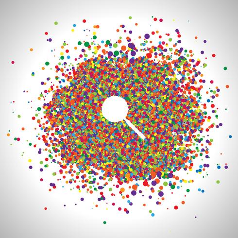 Förstoringsglas tillverkad av färgglada prickar, vektor