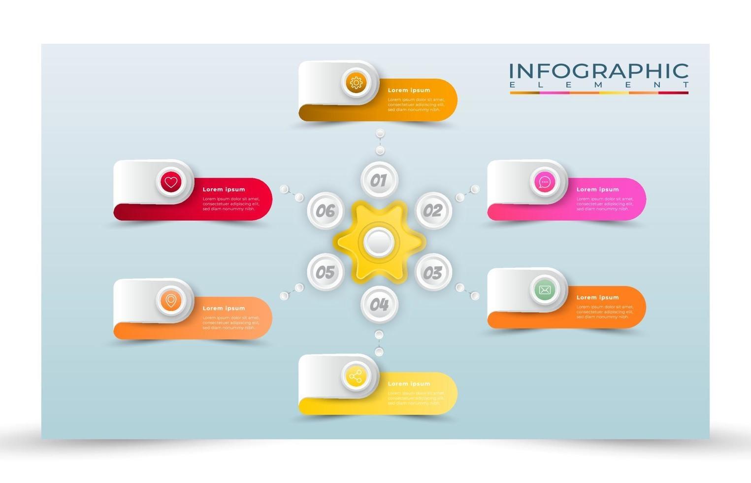 illustration vektor design infographic 6 steg element företag