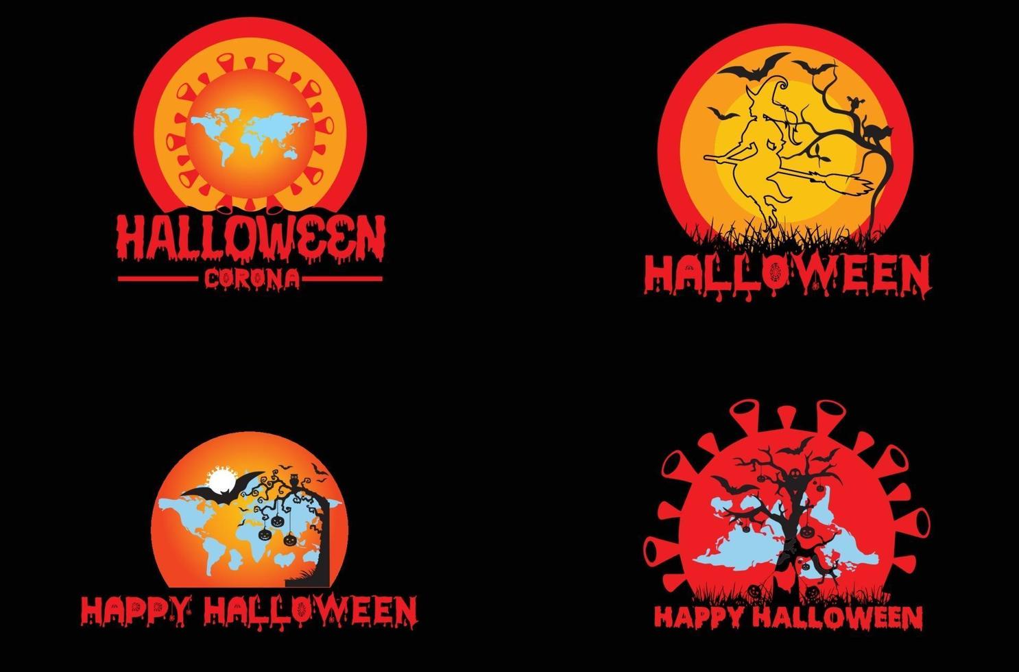 Halloween-Baum-Logo und Symbol-Design-Vorlage 4 vektor