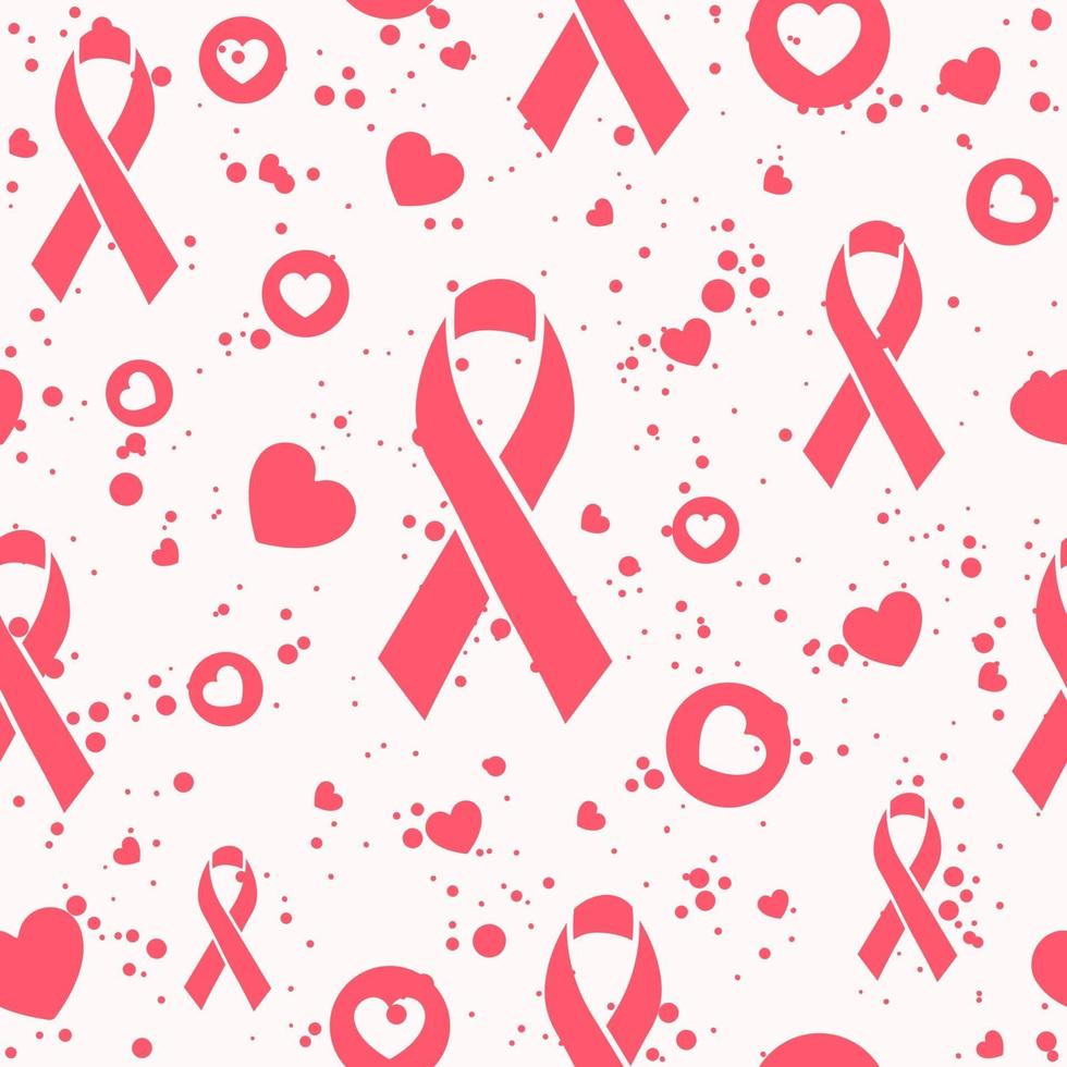 rosa sömlösa mönster med band om bröstcancermedvetenhet vektor