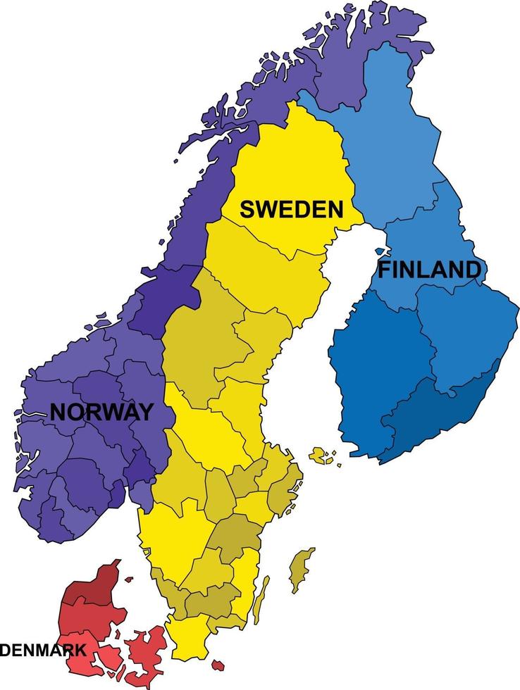 kontur scandinevia karta på vit bakgrund. vektor illustration.