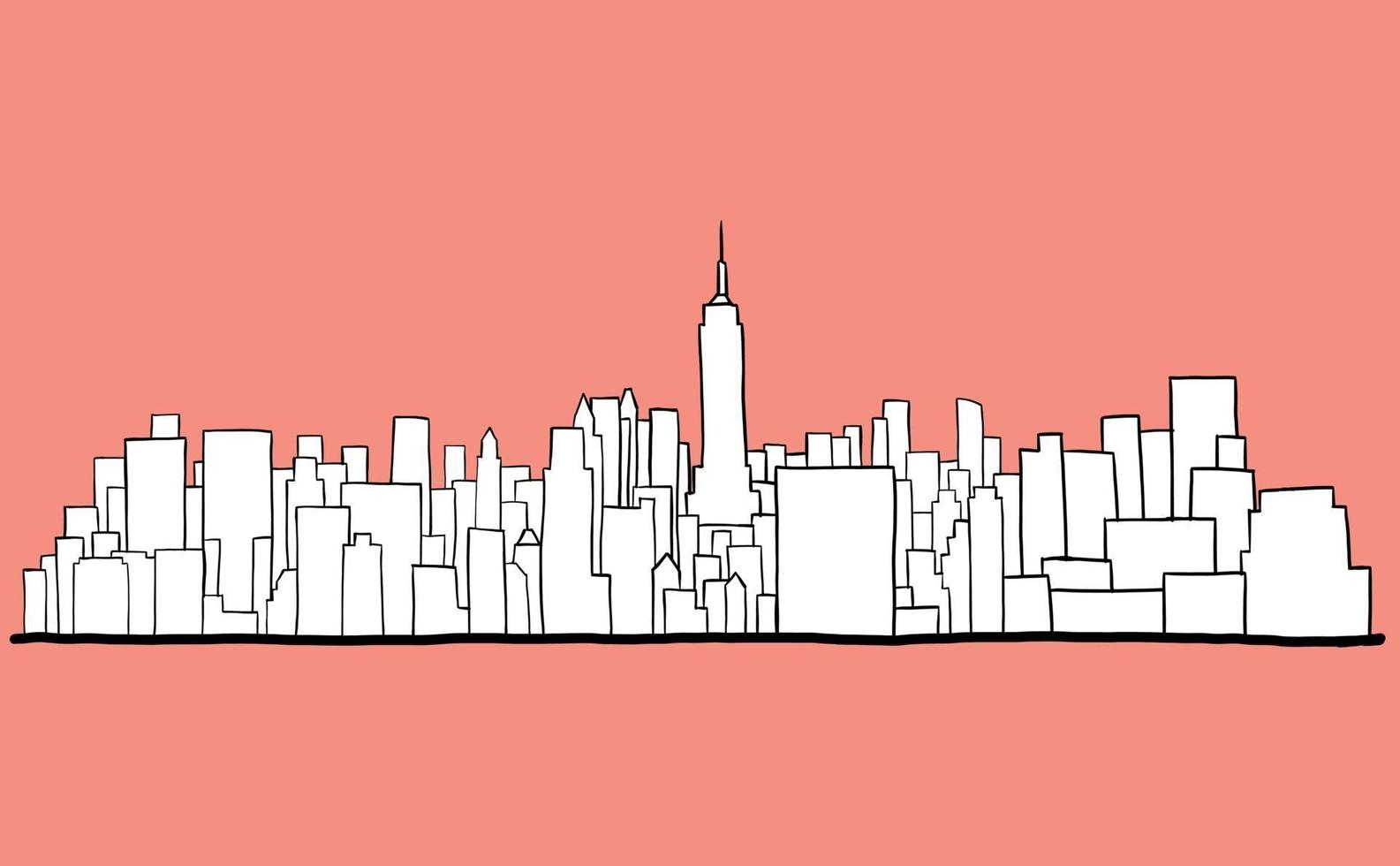 new york city skyline frihand ritning skiss på vit bakgrund. vektor