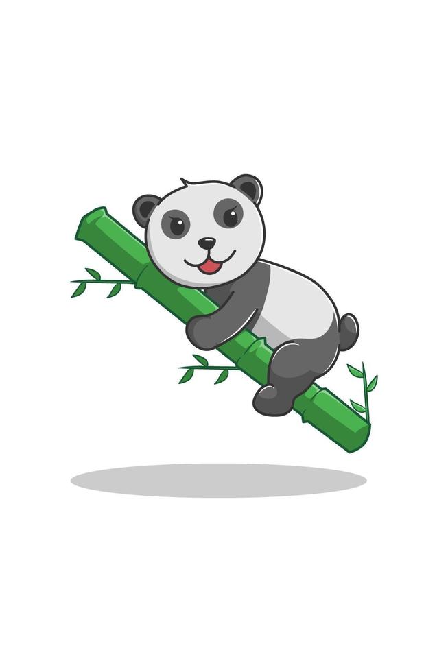 Panda mit Bambus-Cartoon-Illustration vektor