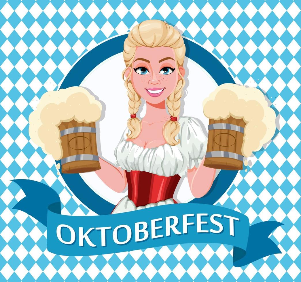 deutsches mädchen in traditioneller tracht auf oktoberfest vektor