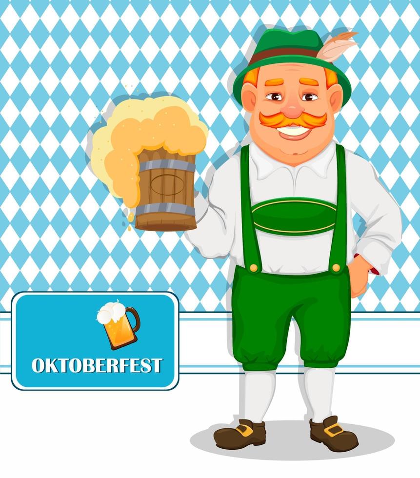 oktoberfest, ölfestival. glad man vektor