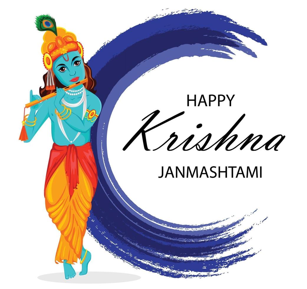 lyckligt krishna janmashtami gratulationskort vektor