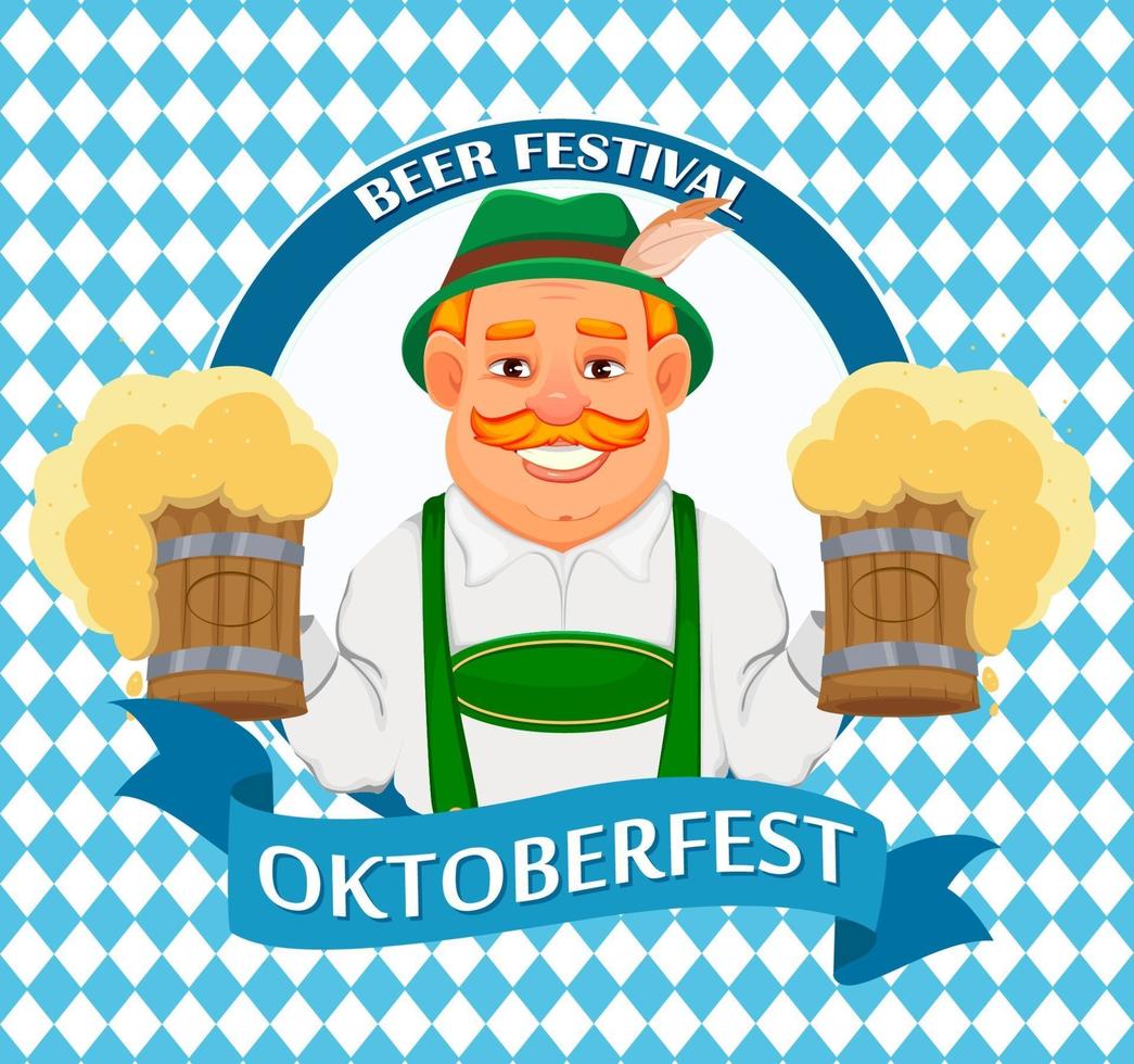 oktoberfest, ölfestival. glad man vektor