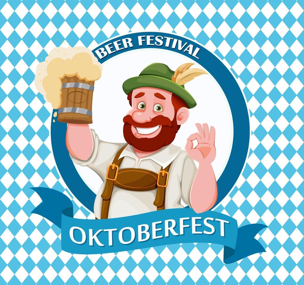 Mann in bayerischer Kleidung. Bierfest Oktoberfest vektor