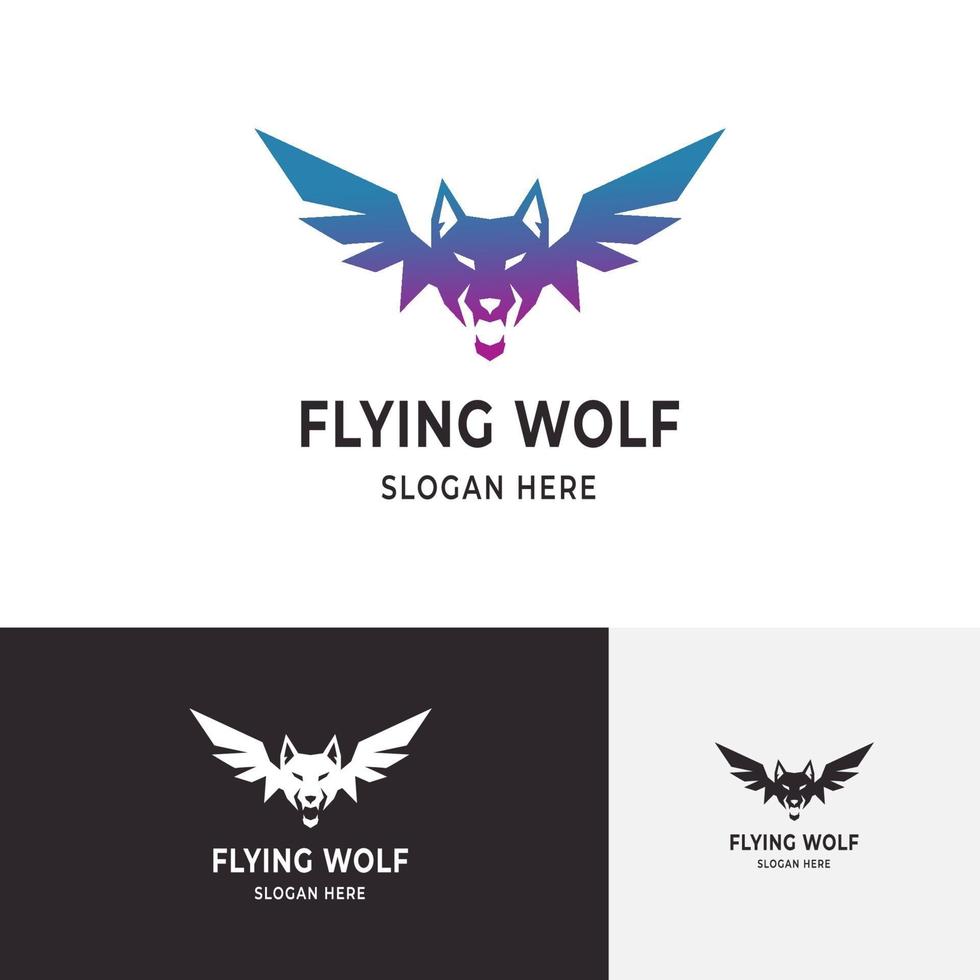 Flying-Wolf-Logo für Motorclub, Sport, Gamer und andere vektor