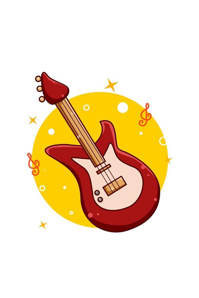 Gitarre Bass Musik Symbol Cartoon Illustration vektor