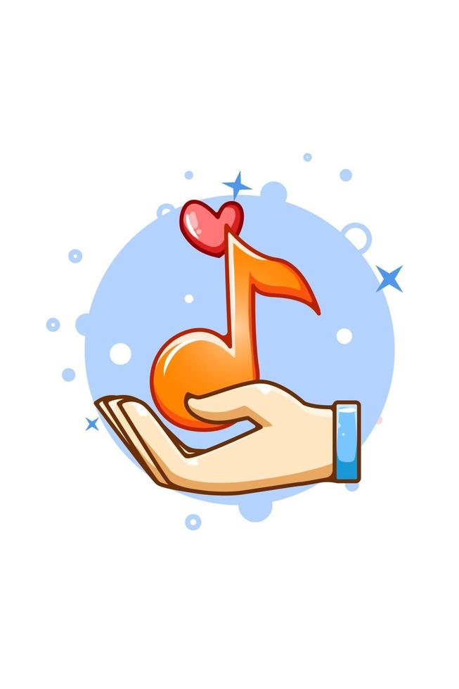 Hand mit Musiknoten-Symbol-Cartoon-Illustration vektor