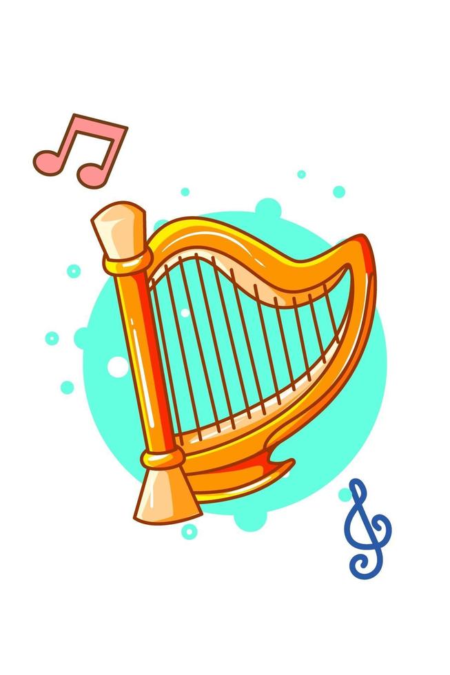 harpa musikinstrument ikon tecknad illustration vektor
