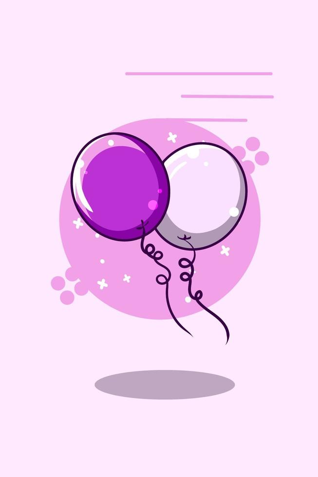 söt lila ballongikon tecknad illustration vektor