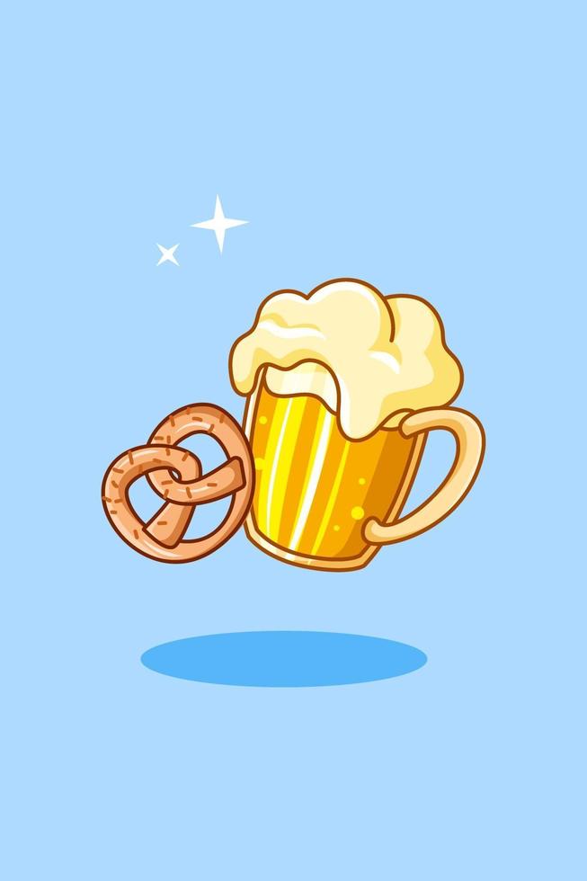 öl och kringla oktoberfest tecknad illustration vektor