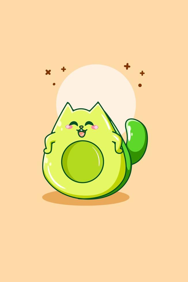 süße Avocado-Katze-Symbol-Vektor-Illustration vektor