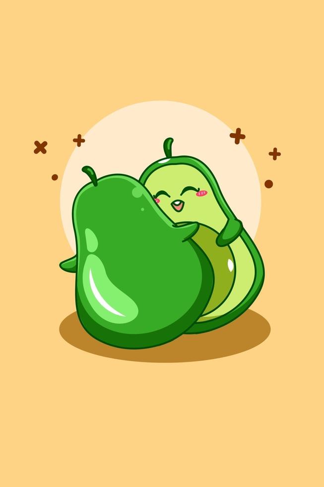 süße Avocado in der Weltvegetariertag-Cartoon-Illustration vektor