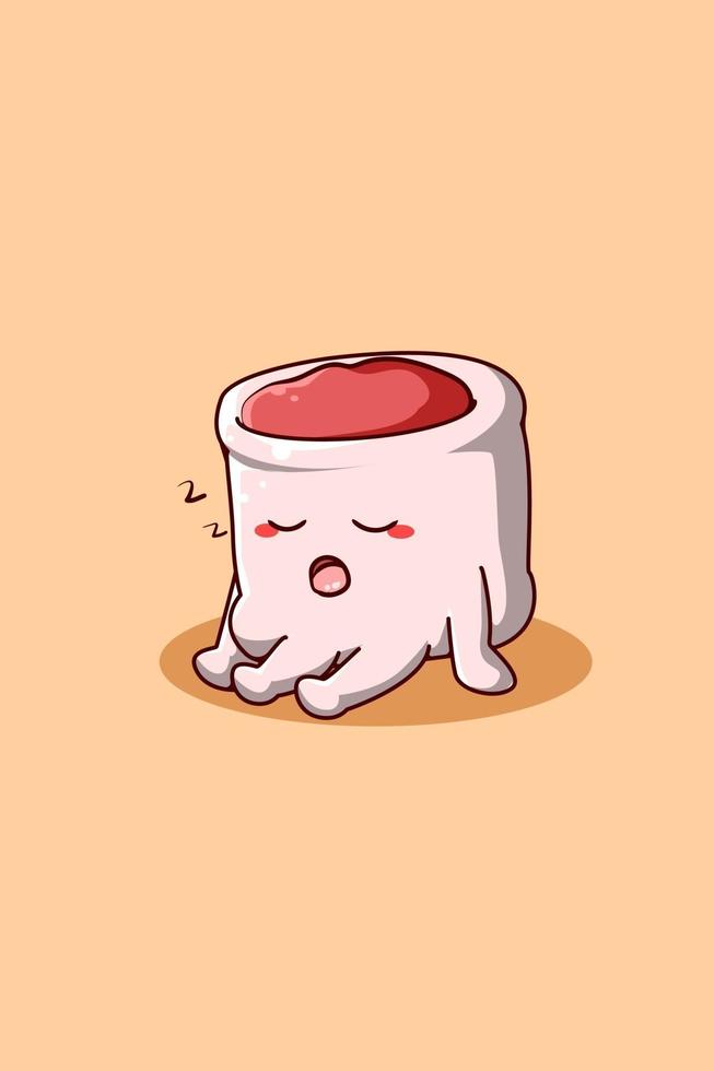 süße und lustige Marshmallow-Cartoon-Illustration vektor