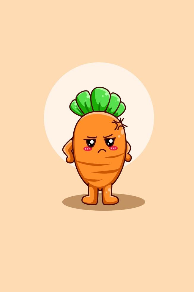 süße und glückliche Karotten-Cartoon-Illustration vektor