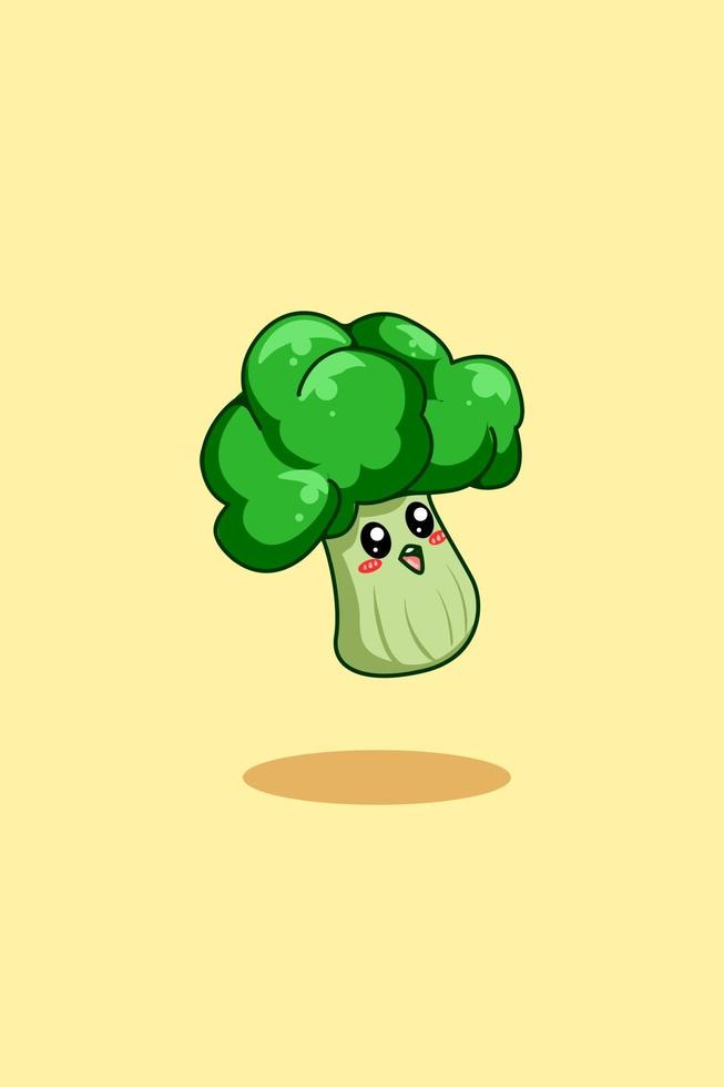 söt och rolig broccoli tecknad illustration vektor