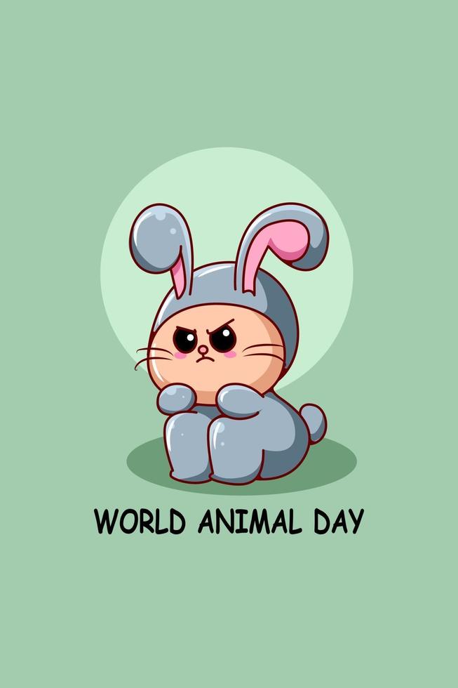 niedliche Kaninchen Welt Tier Tag Symbol Cartoon Illustration vektor