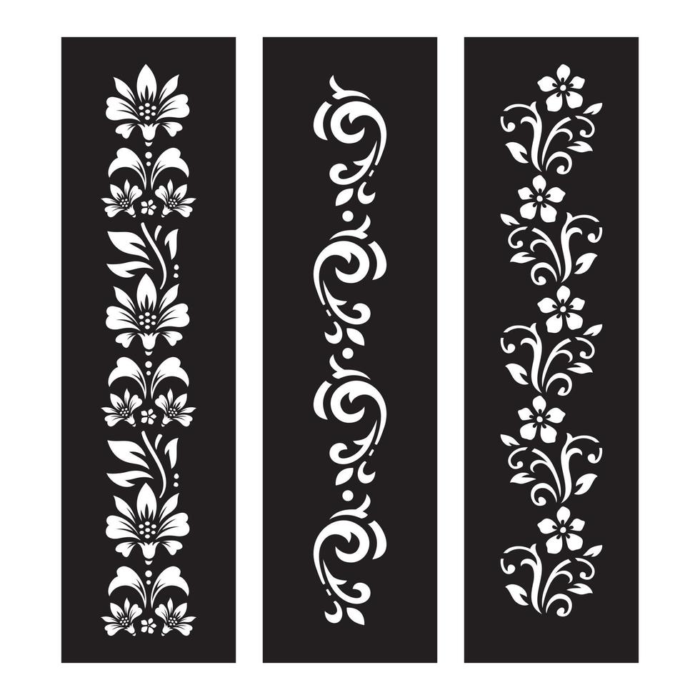 schwarz-weiße floral geschnittene Datei mit temporärem Tattoo-Design vektor