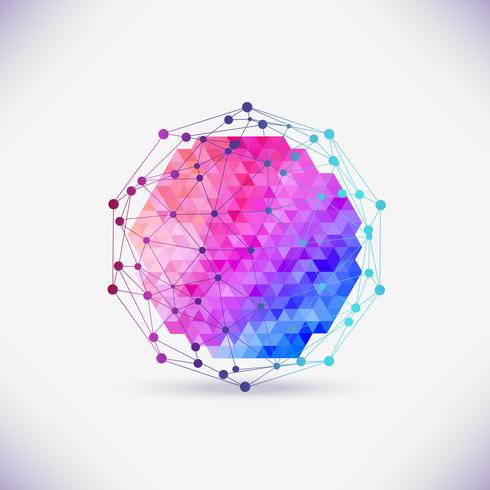 Abstraktes geometrisches Gitter, die Reichweite der Moleküle, die Moleküle im Kreis. vektor