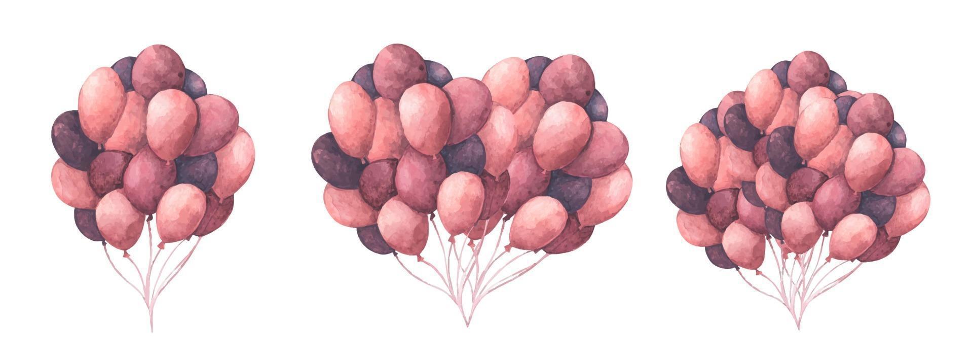 Herzform aus Ballons. Aquarellillustration. vektor